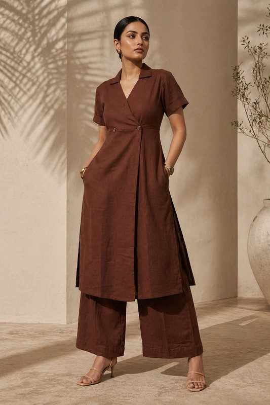 Coffee Brown Overlap Set