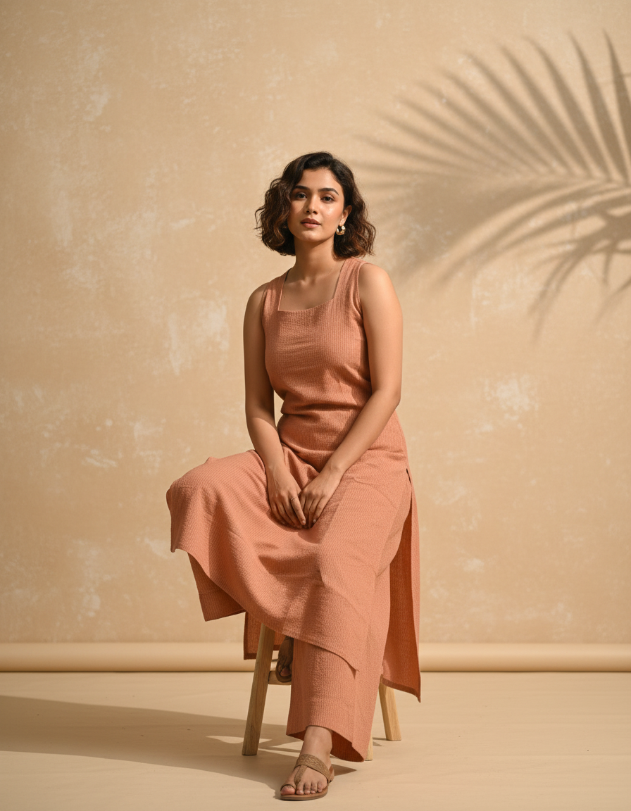 Cinnamon Kantha Co-ord Set