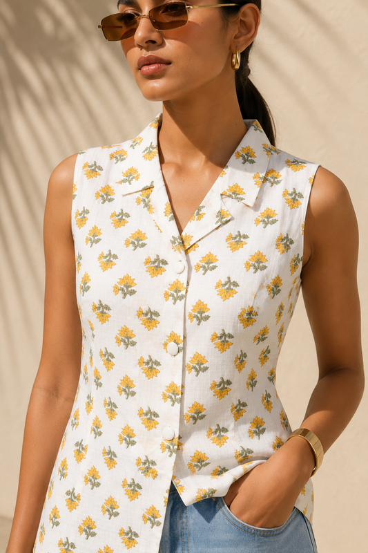 Daisy White Vest Kurti