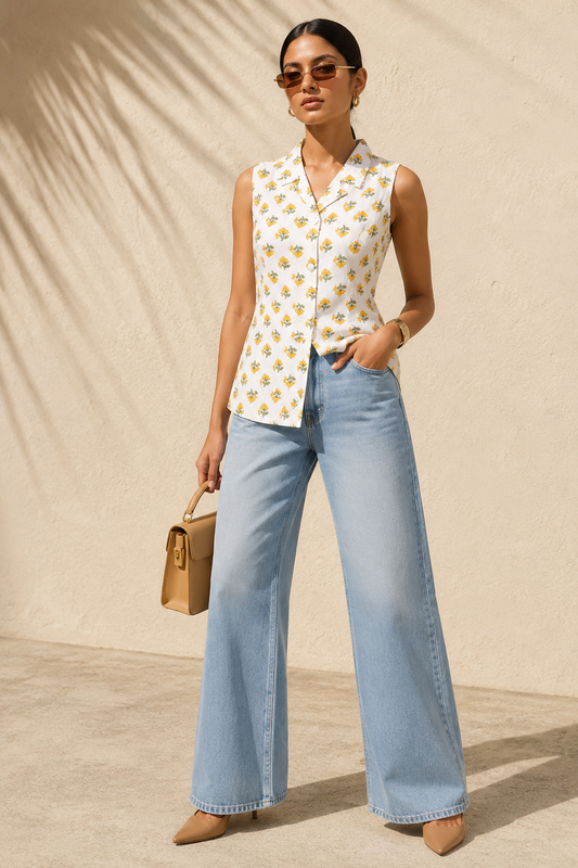 Daisy White Vest Kurti