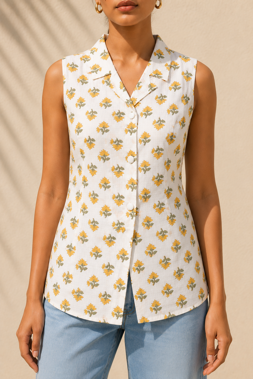 Daisy White Vest Kurti