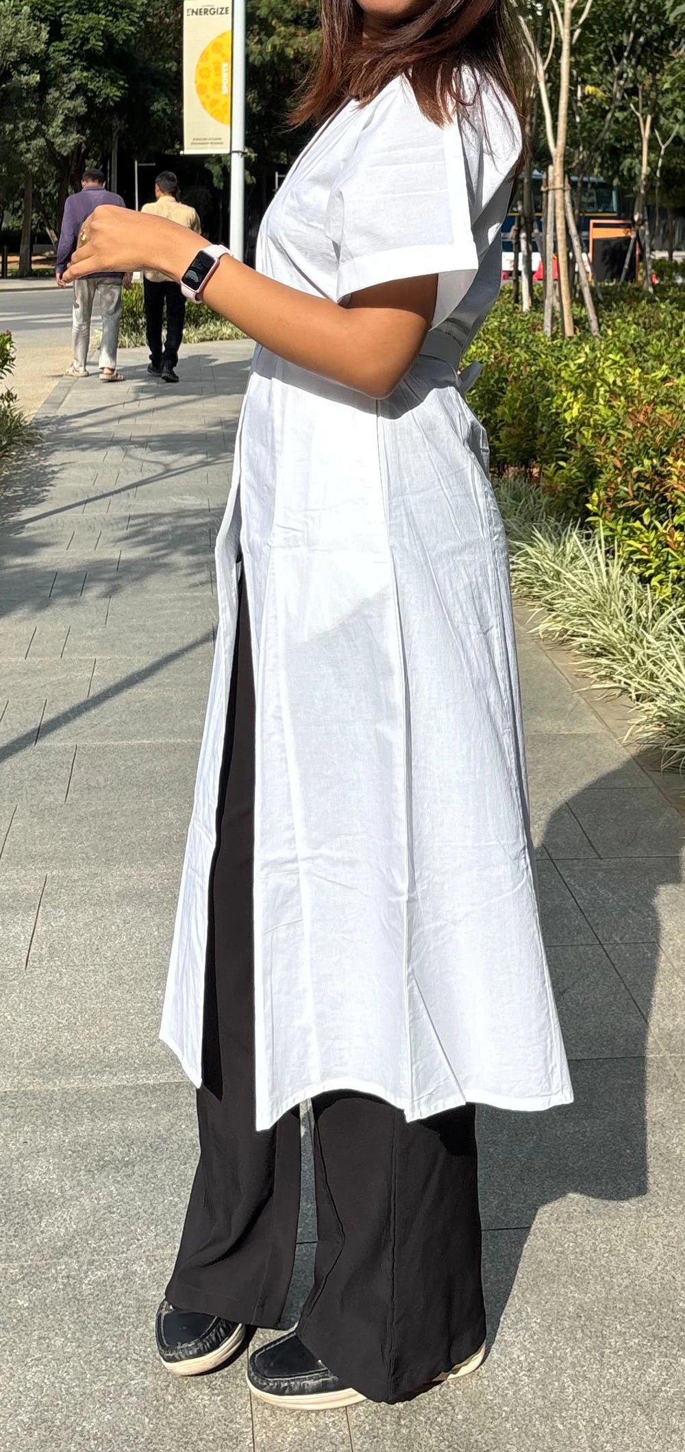 White A-Line Belted Shirt Kurta