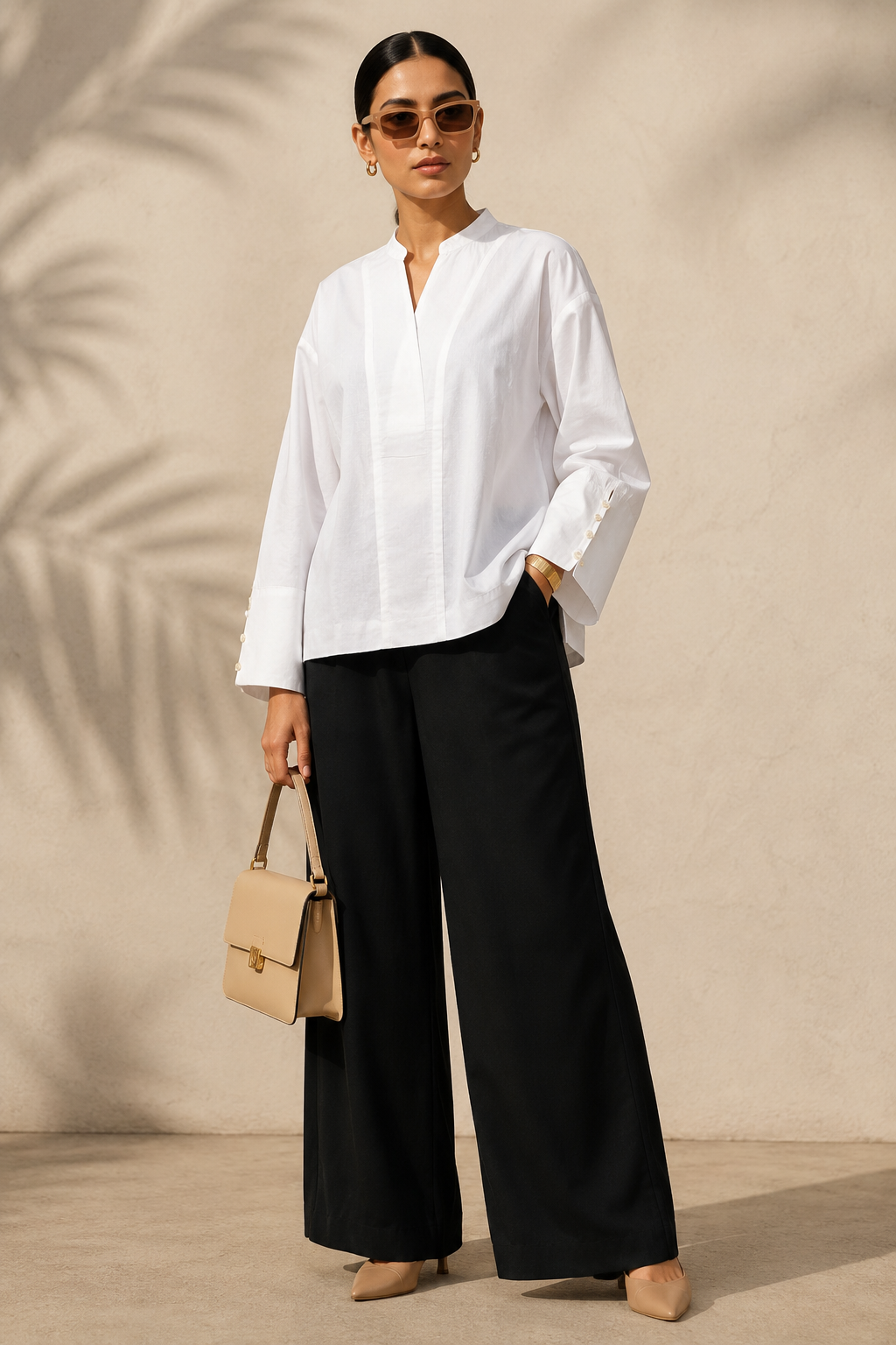 White Oversized Kurta - High-Low Cotton