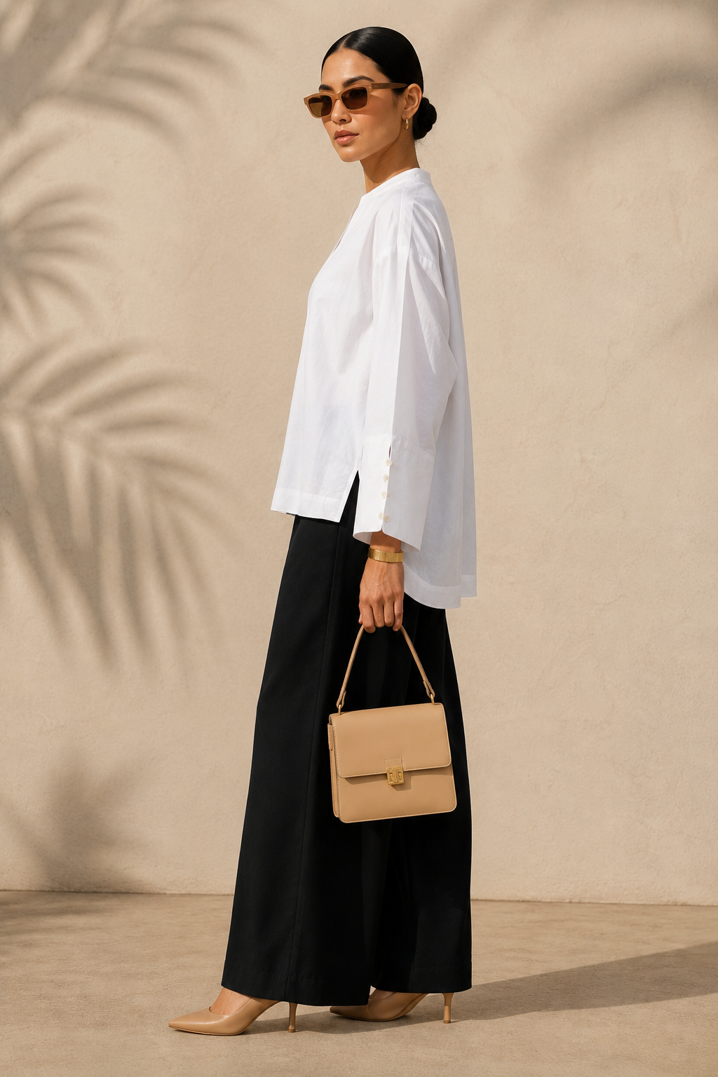 White Oversized Kurta - High-Low Cotton
