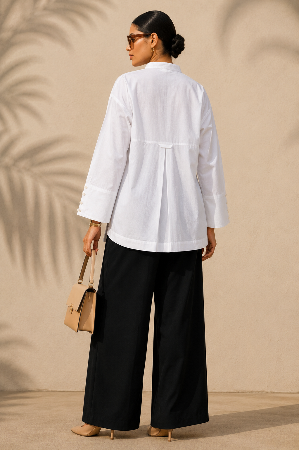 White Oversized Kurta - High-Low Cotton